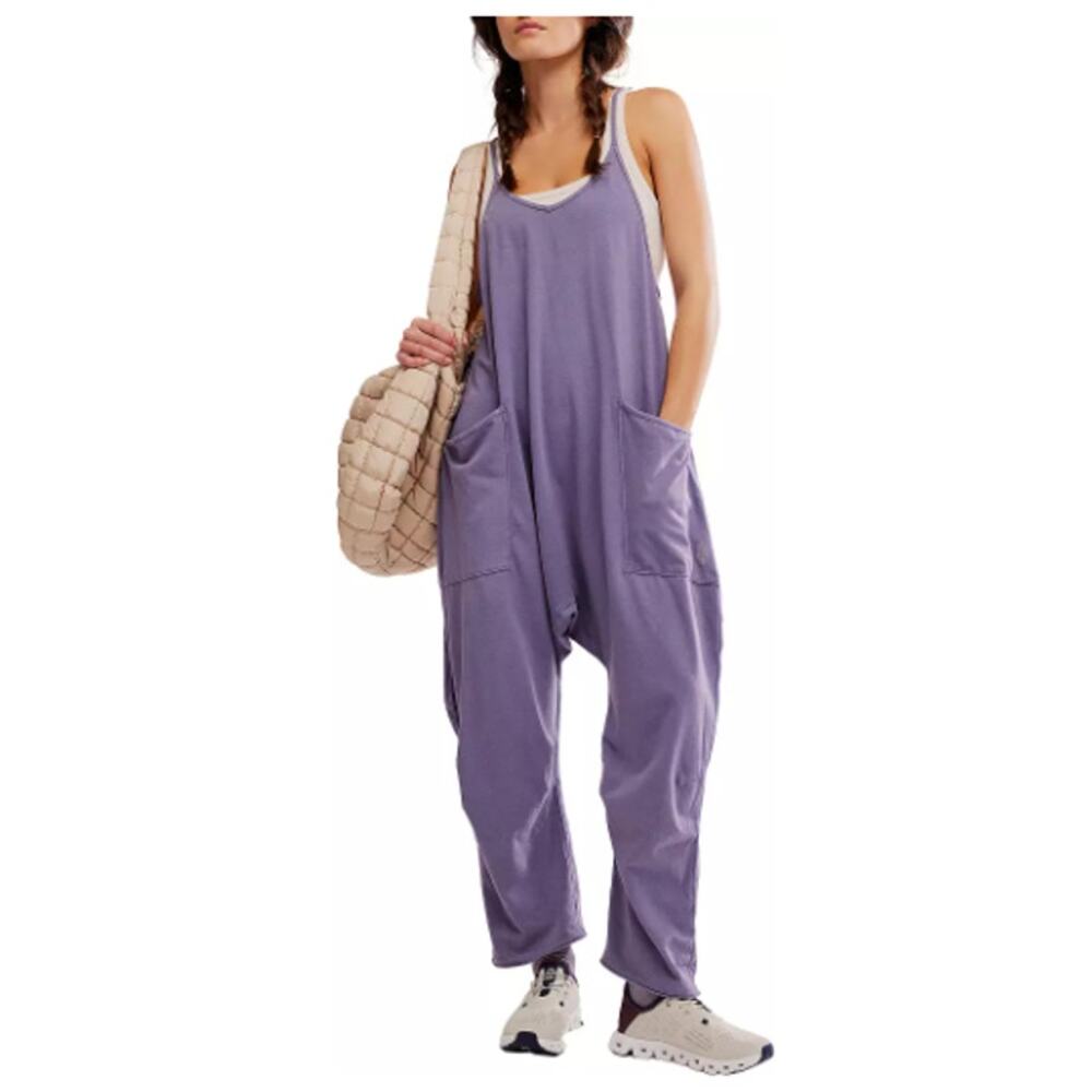 Free People Movement Hot Shot Onesie Graphite Purple Romper Size Medium NWT